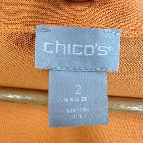Chico's Ombre‎ Cardigan Sweater Orange White Pink Open Front Knit Size Large NWT - Picture 5 of 11